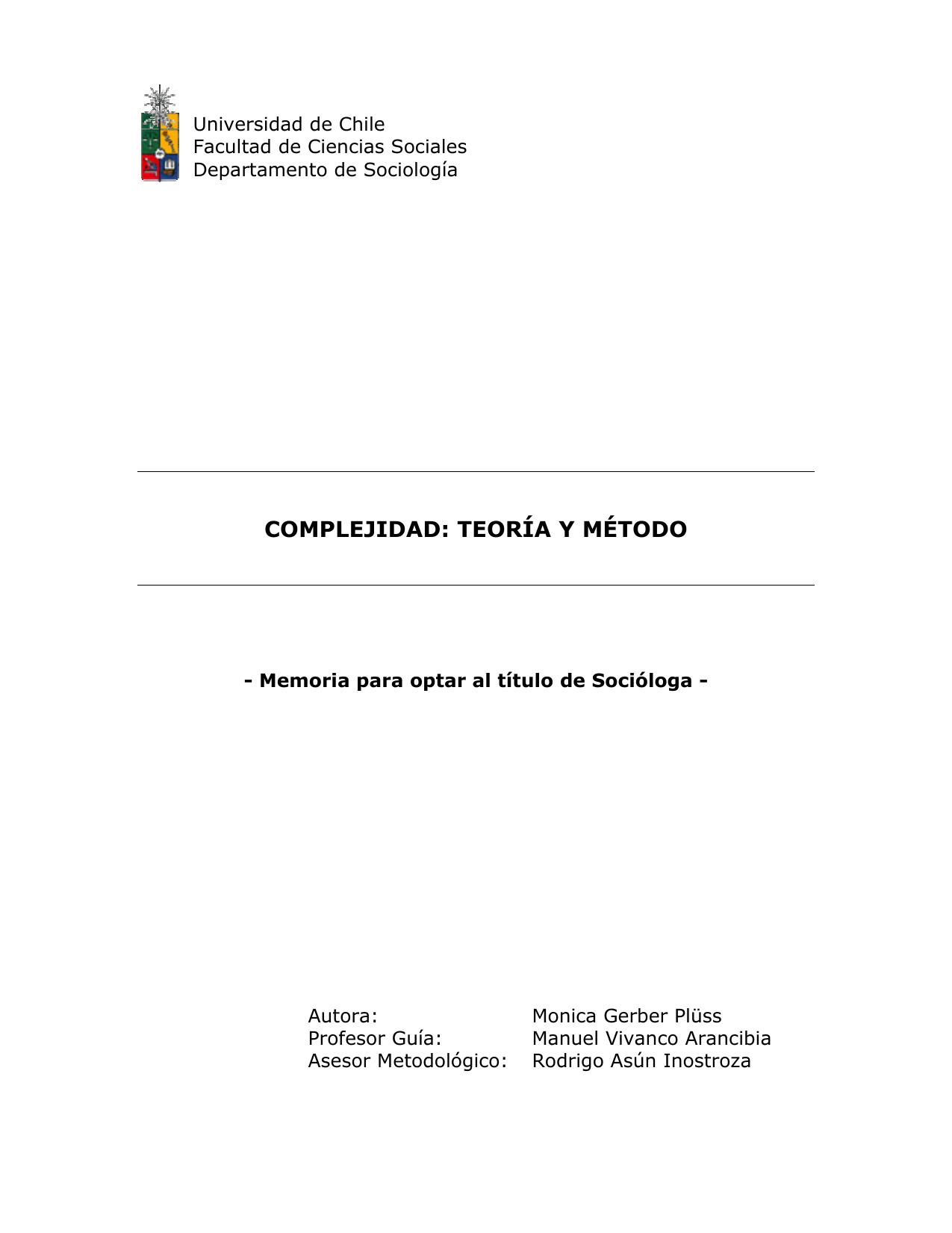 Complejidad: Teoria y metodo